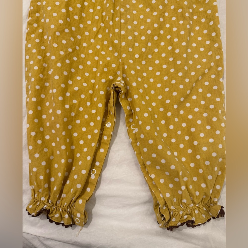 2T Thanksgiving Turkey Smocked Polka Dot One Piece - Lil Cactus - Picture 5 of 7
